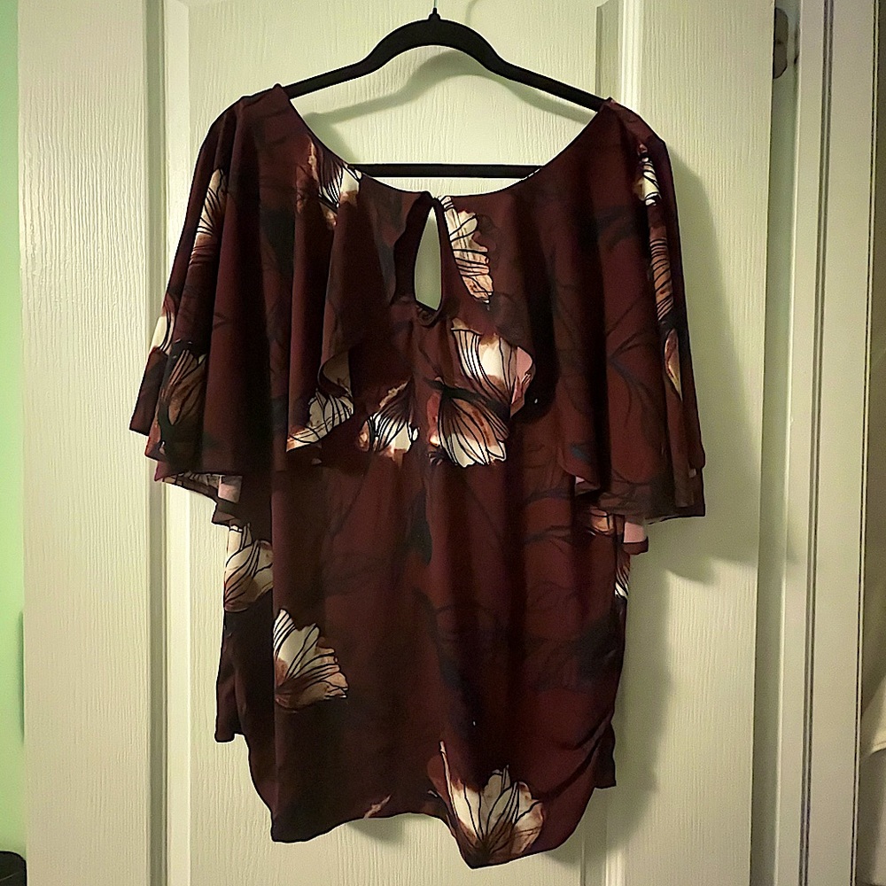 Maroon Floral Top